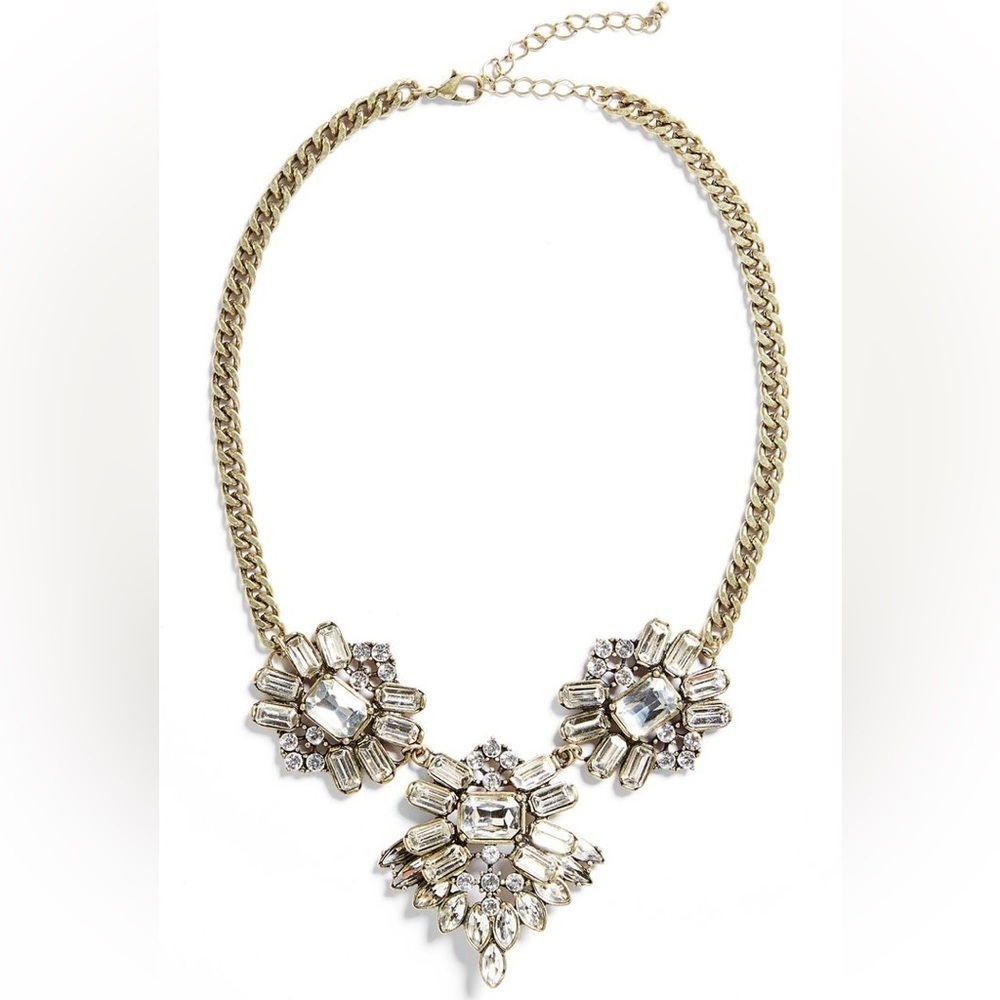 J.Crew Elegant Gold Crystsl Cluster Statement Necklace